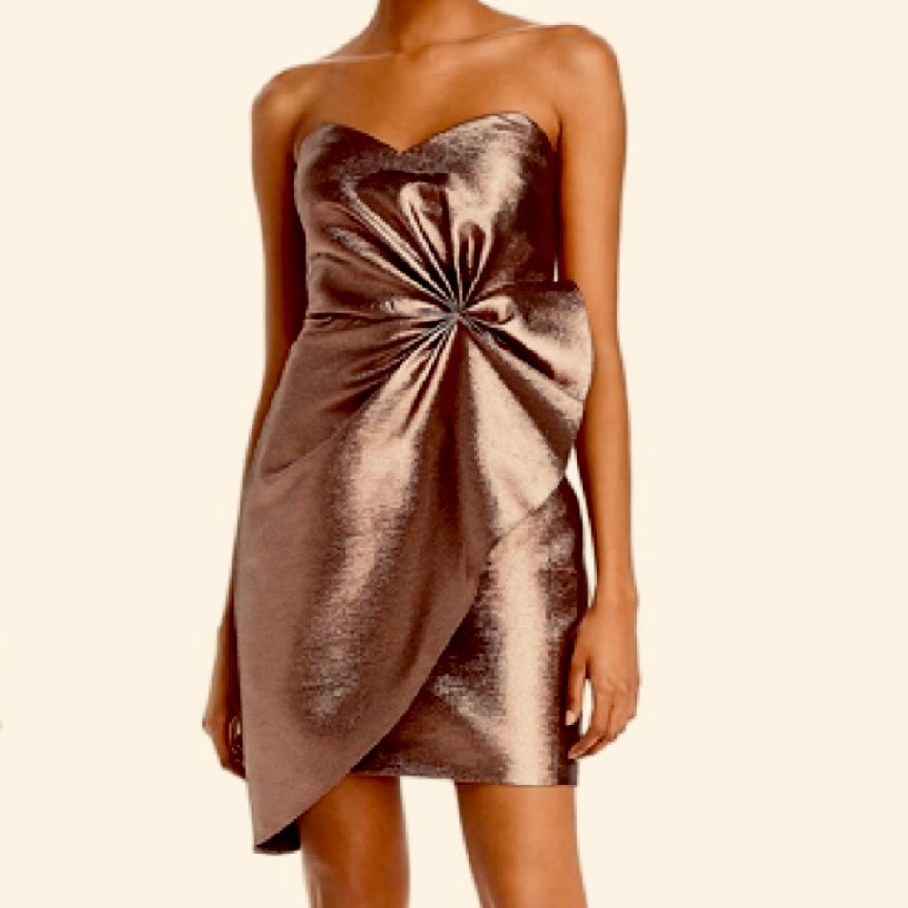 NWT bronze rose AIDAN MATTOX satin sheen high low mini formal bow various sizes